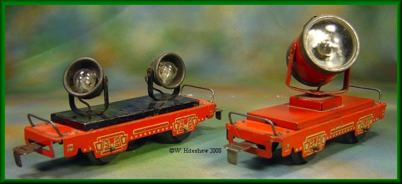 Red Litho Framed Searchlight and Floodlight cars